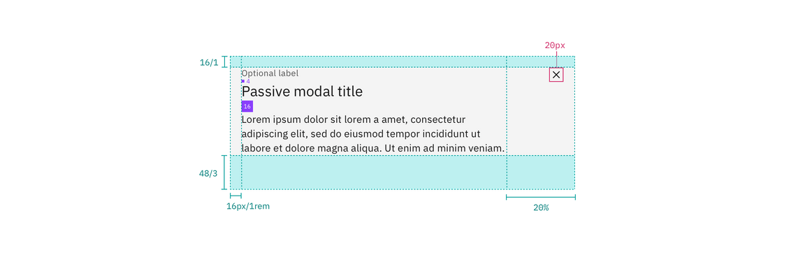 Structure and spacing measurements for a passive modal